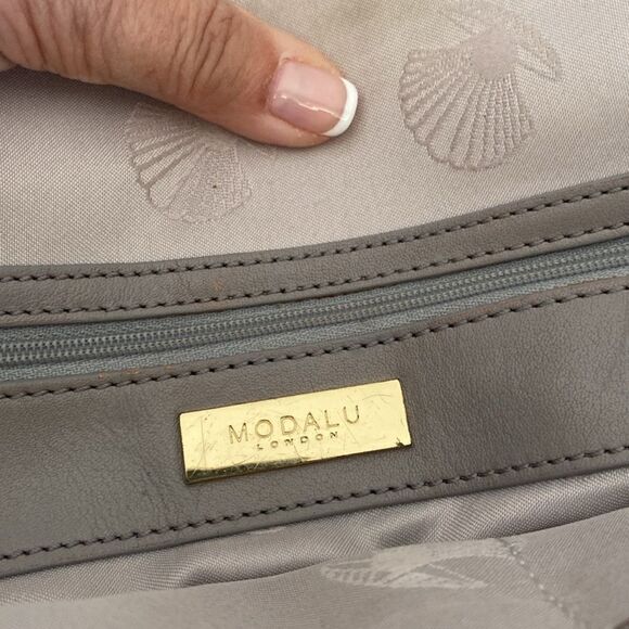 Modalu England Large“Pipa” Leather Bag Grey - Picture 15 of 15